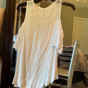 White open shoulder shirt